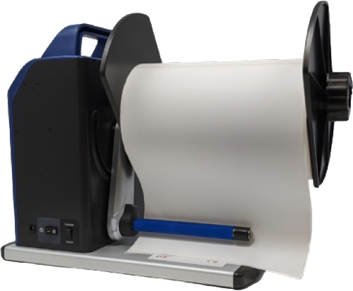 GoDEX T30 label rewinder — heavy-duty rewinder engineered for extra-wide labels up to 8.4 inches and 12 lb rolls